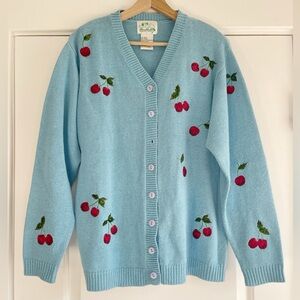 Vintage The Quacker Factory Embroidered Cherry Cardigan - S